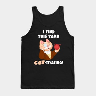 Funny Tuxedo Cat Smart Cat In Suit With Yarn Ball Monocle Captivating Cativating Tank Top